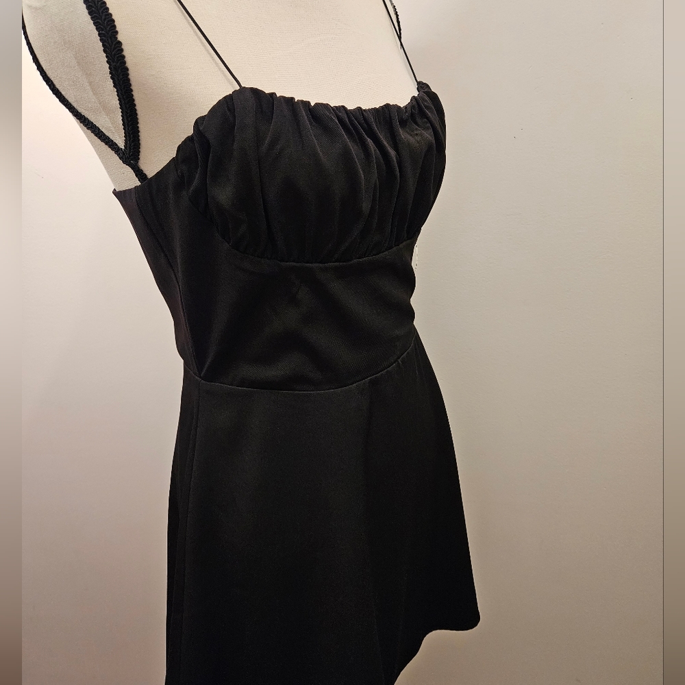 Women's Lani Black Lined Flowy Tapered Flare Braless Dress Size M #W-380
